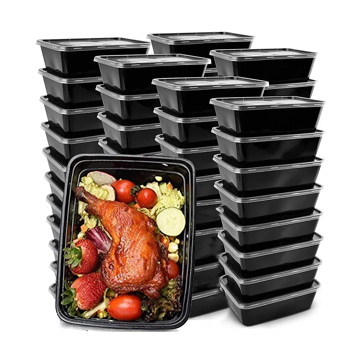 50-Pack Meal Prep Containers Reusable To-Go Food Containers Plastic Bento Boxes Food Storage Lunch Box