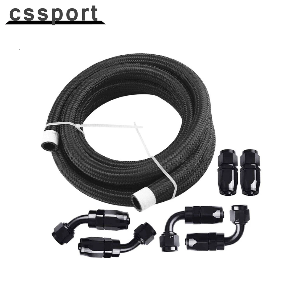 

20FT Nylon Braided Fuel Line 4AN-10AN- Oil/Gas/Fuel Hose End Fittings Kit US
