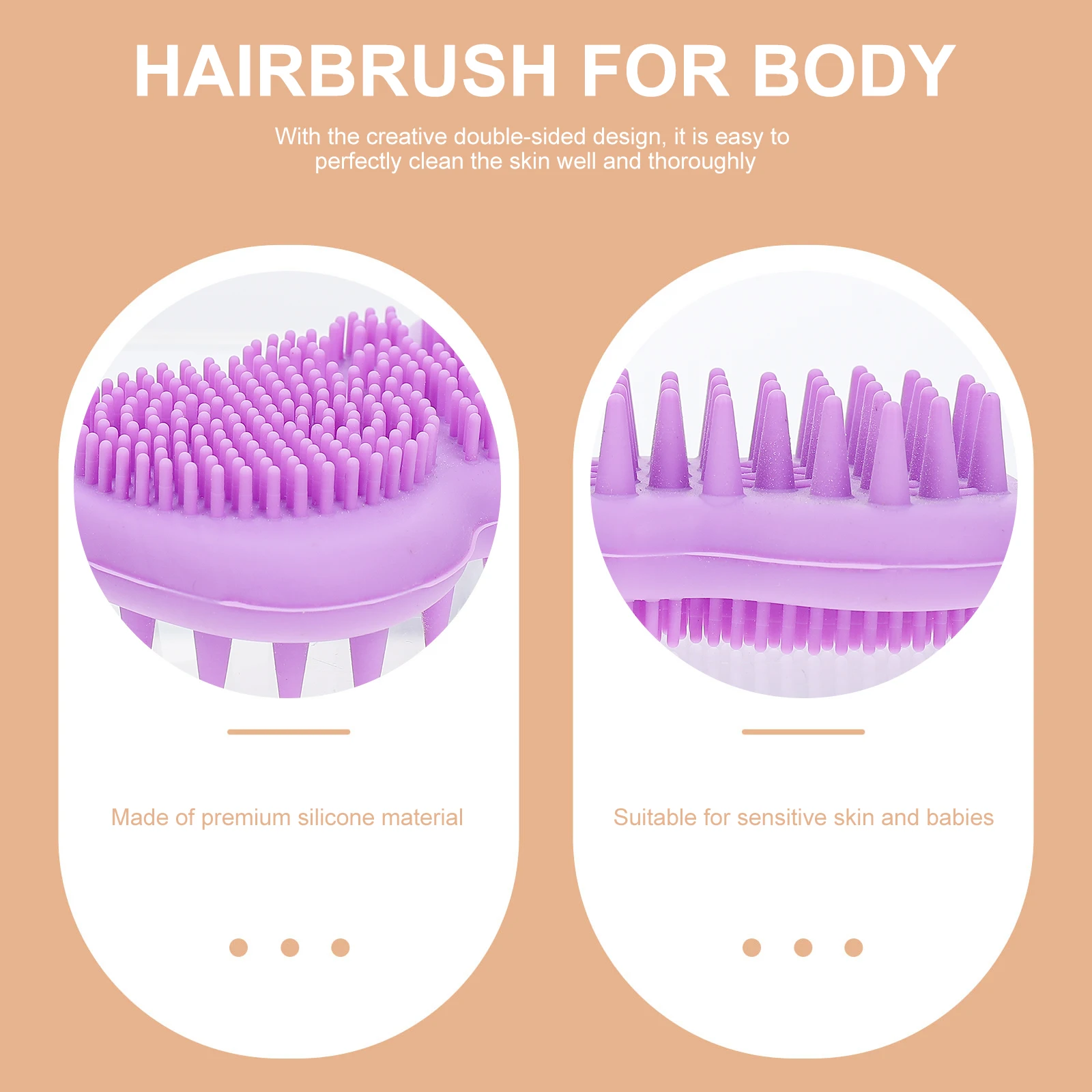 

Shampoo Brush Silicone Body Cleaning Bath Brush Massage Tool for Sensitive Skin Shower Accessory Purple All Seasons
