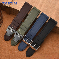 19mm 20mm 22mm 23mm 24mm Nylon Leather Wrist Band Men Waterproof Canvas Bracelet Belt for Omega Seiko Casio Tissot Watch Strap