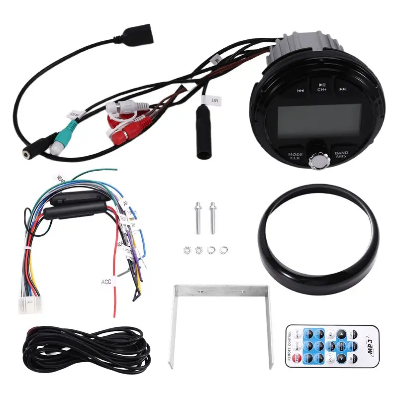 

A82M-Audio Cart MP3 Player For RV Stereo For Motor Home Yacht Gauge ATV UTV Marine Waterproof Boat Radio Player Bluetooth FM AM