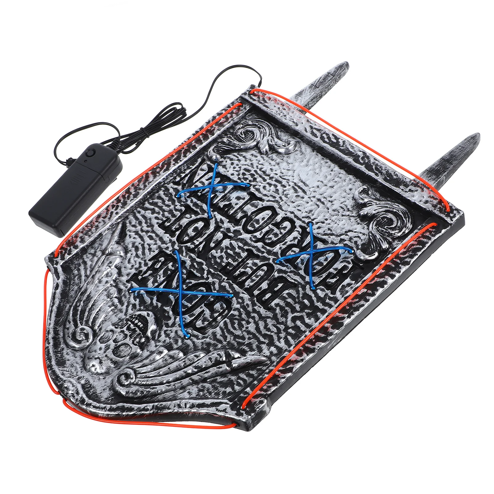 

Halloween Tombstones Dual-Color LED Red Blue Light-Up Grave Decoration Not Included Outdoor Yard Sign Gravestones