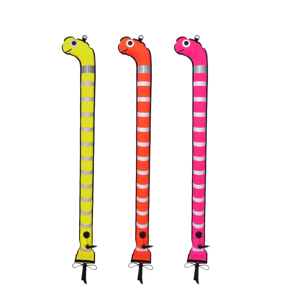 

Surface Marker Cartoon Nylon Buoy Eel shaped Safe Diving Inflatable Tube Closed Bottom 1.8*15SMB Underwater Diving Equipment