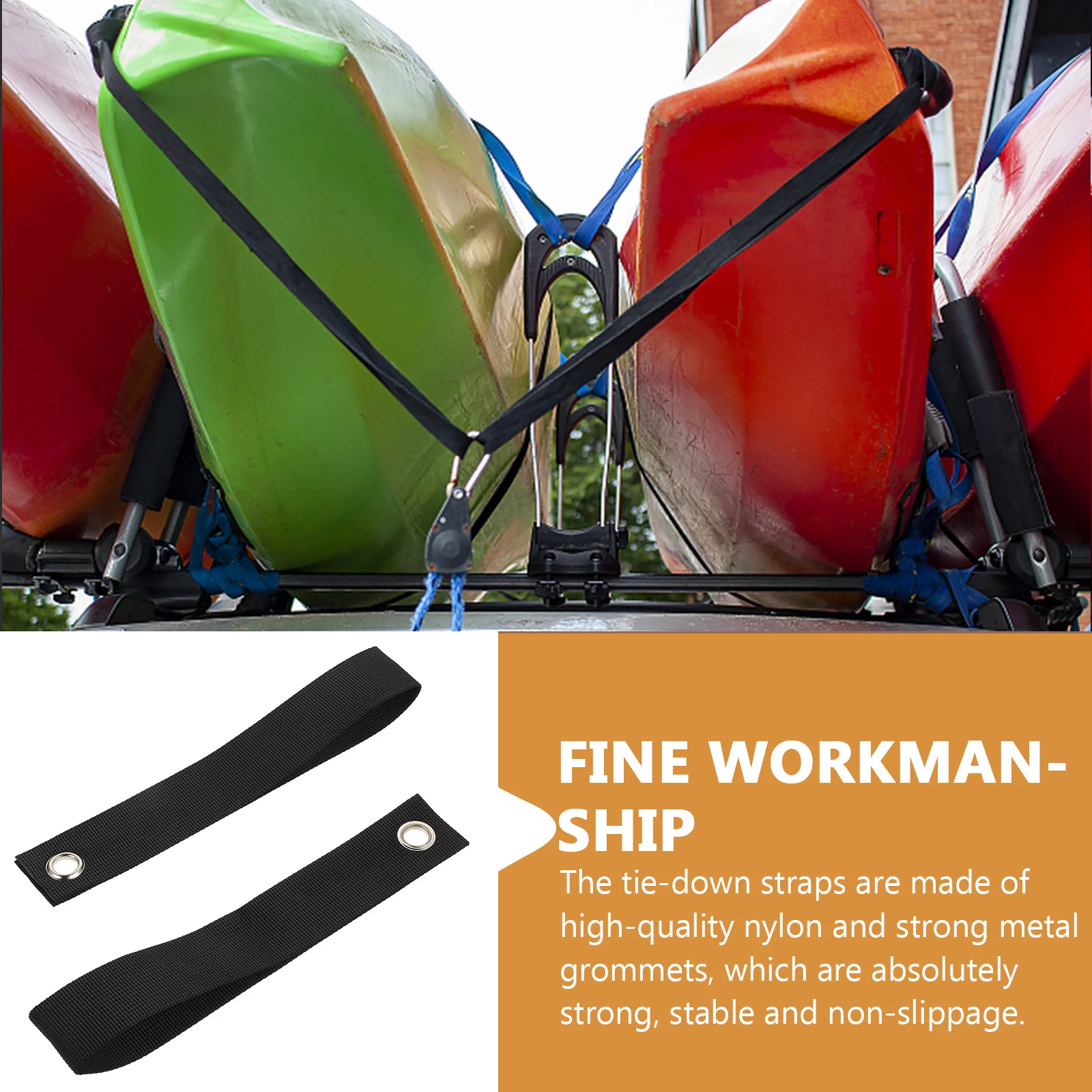 

12pcs Kayak Straps Quality Webbing Metal Grommets Luggage Belt Boat Braces Canoe Tie Down Vehicle Fastening Bundling Equipment