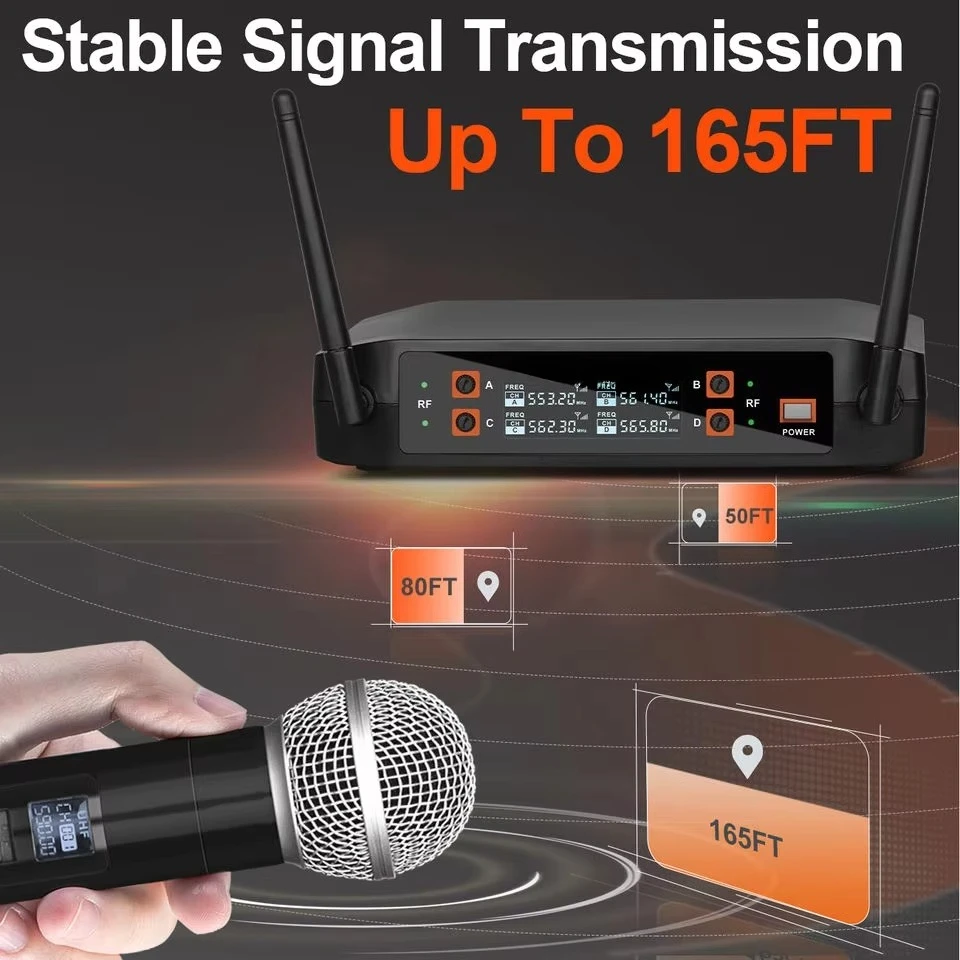 Portable Wireless Microphone Karaoke and  Factory Price X4 Professional One Drag 4 Handheld Lightweight