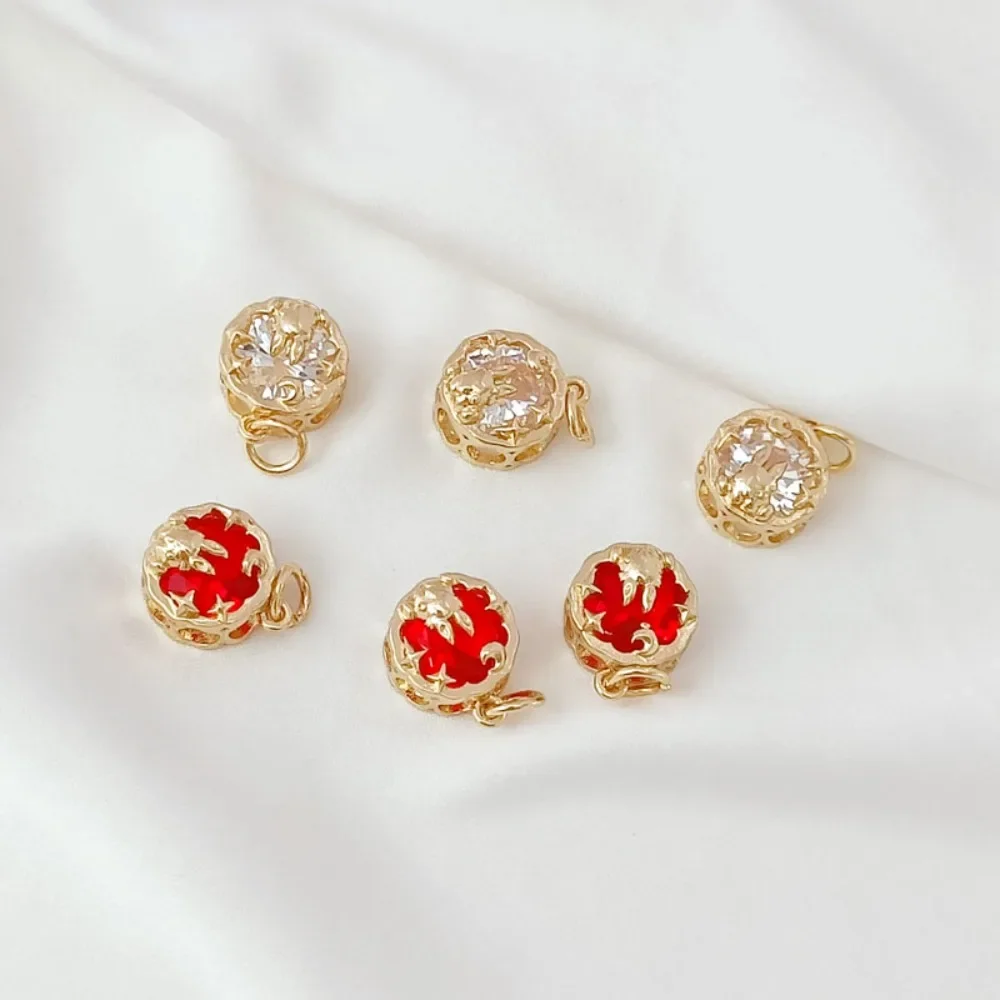 

Плоский круглый кулон с позолотой 14 карат и инкрустацией кроликом из циркона, аксессуар для подвески-браслета ручной работы своими руками