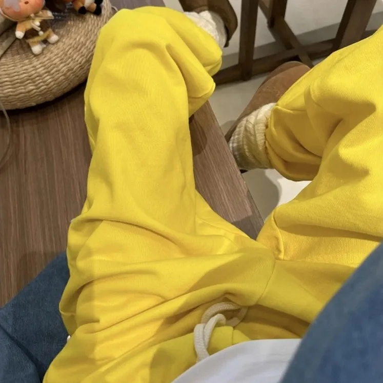 

High ammage 380g Autumn Winter Dopane Casual Sweatpants Korean Lazy Sle Loose Dstring Versatile Cuffed Long Trousers