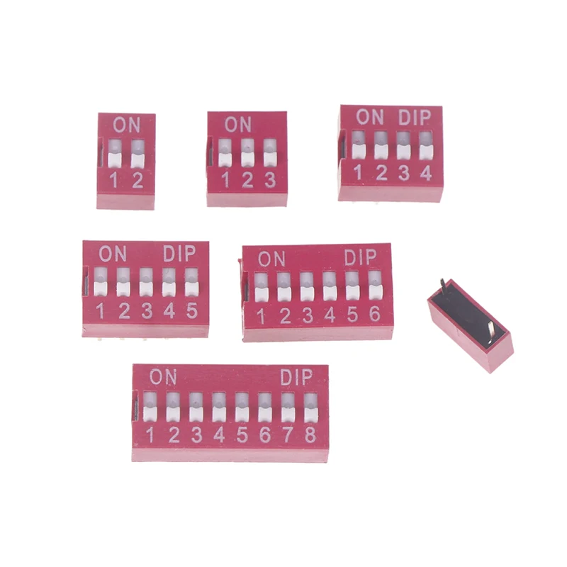10pcs Slide Type Switch Module 1 2 3 4 5 6 8PIN 2.54mm DIP Red Pitch Toggle Switch Red Snap Switch Dial Switch IGMOPNRQ