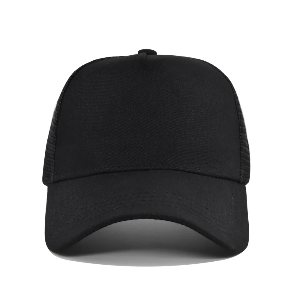 Customized Logo Printed Baseball Cap Hard Top 5 Panels Mesh Caps For Men Women Cap Breathable Sun Hat Pure Color Gorra Wholesale