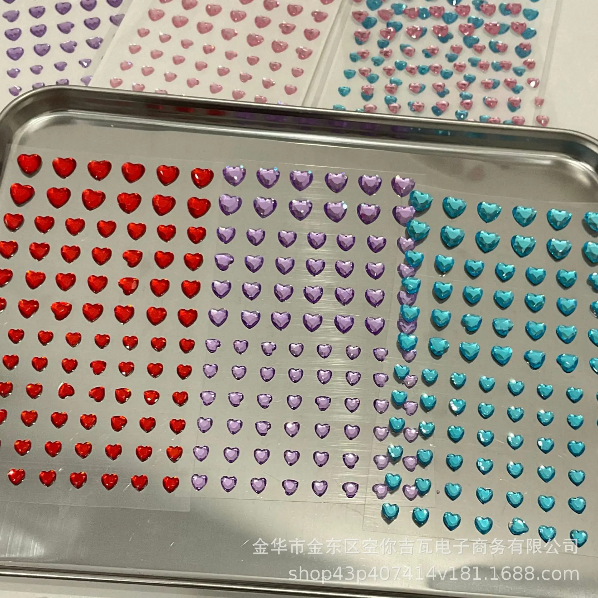 Multi Color Heart Rhinestone Face Stickers Under Eye Sparkle Gems for Kindergarten Reward Kids Makeup Decoration Bulk view 4