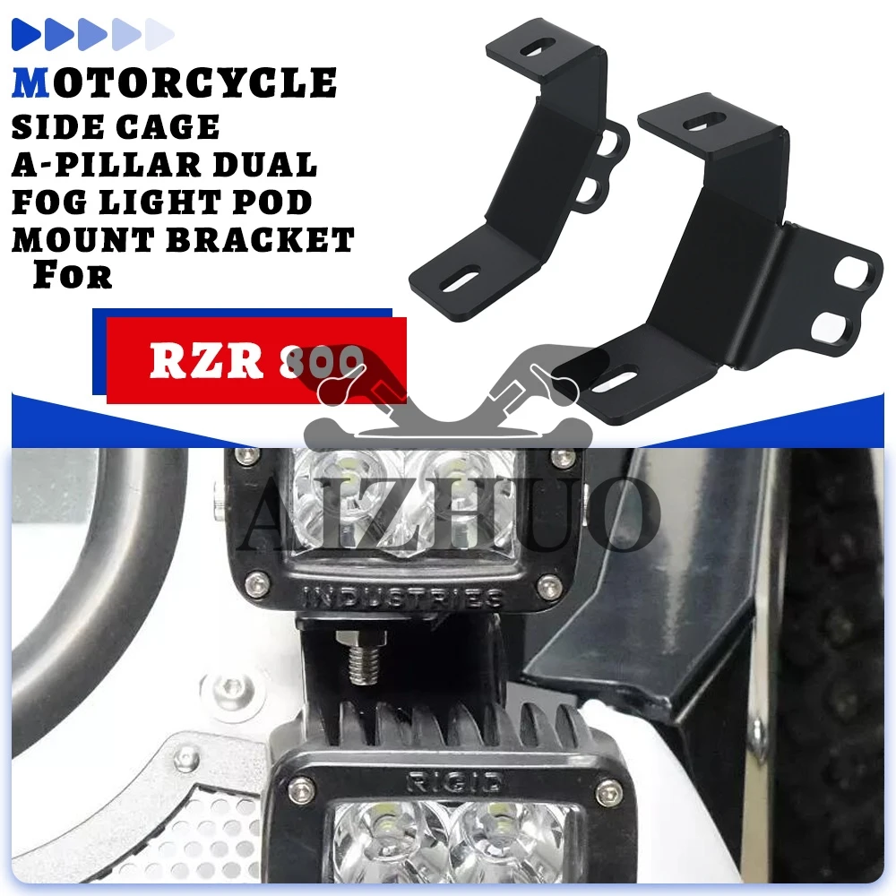 

For Polaris RZR 800 900 1000 RZR XP 1000 2000-2025 2024 2023 Dual Light Pod Roll Bar A Pillar Mount Brackets Moto Accessories