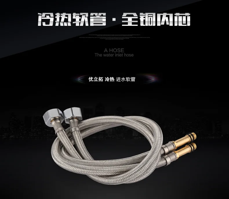 Single stainless steel wire braided hose single hole hot and cold water kitchen sink mixer tap 4 points