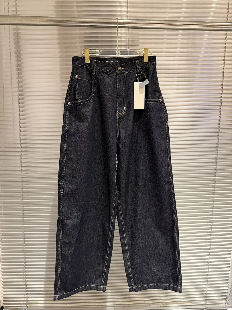 

High Quality Denim Wide Leg Jeans Men Women Loose Straight Leg Pants Original Indigo Color Vibe Style Streetwear Casual Trousers
