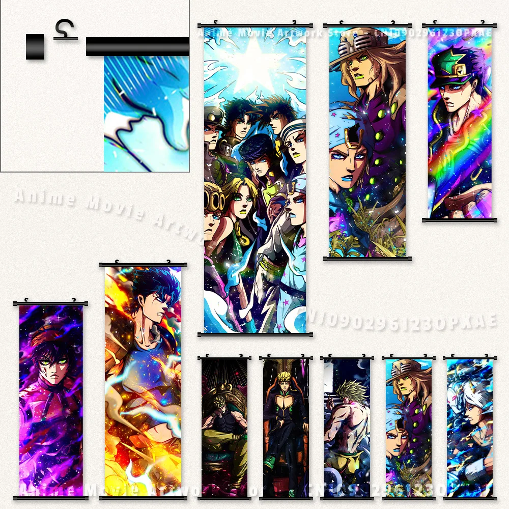 جوجو مغامرة غريبة جدار الفن قماش معلق اللوحة شخصيات كرتونية جوناثان جوستار مخطوطات صورة طباعة ملصق ديكور المنزل