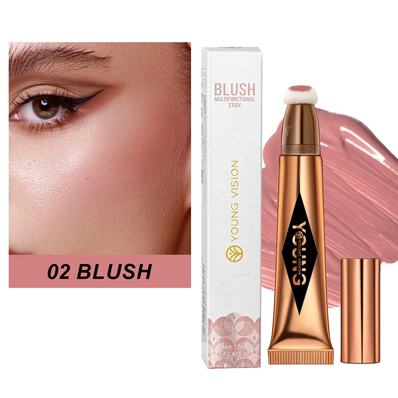 Multifunctionele Make-Up Pen Vloeistof 6 Kleuren Hoogglans Luchtkussen Poeder Blush Pen Gezicht Wangspons Tip Cosmetica Stick