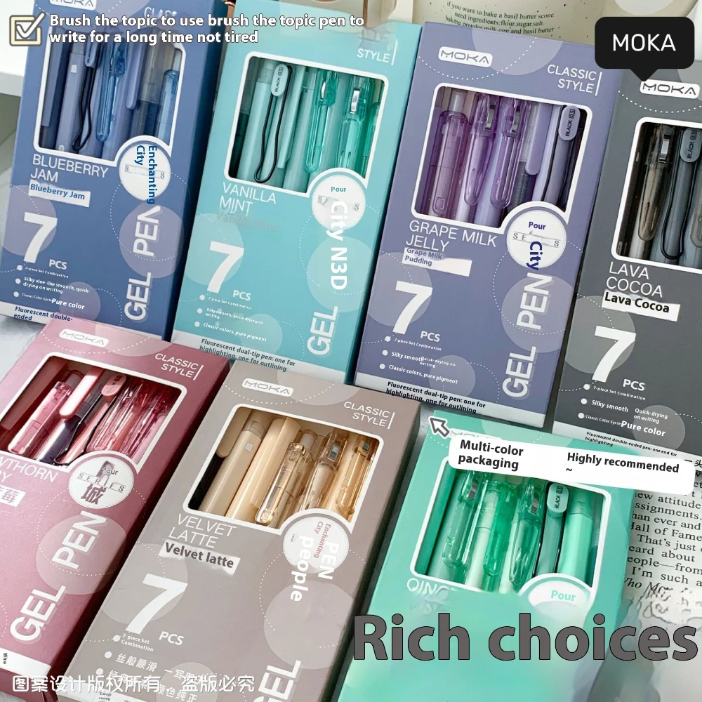 

7 Pcs/Set Gel Pen Set Instagram Style Write Smooth for Various Scenarios For Student Gift School Supplies Office Stationery