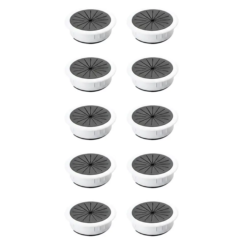 DT19-ABS Snap-In Ring Desk Cable Grommet Cover For 2-Inch Holes To Hide Pre-Drilled Openings And Manage Cords
