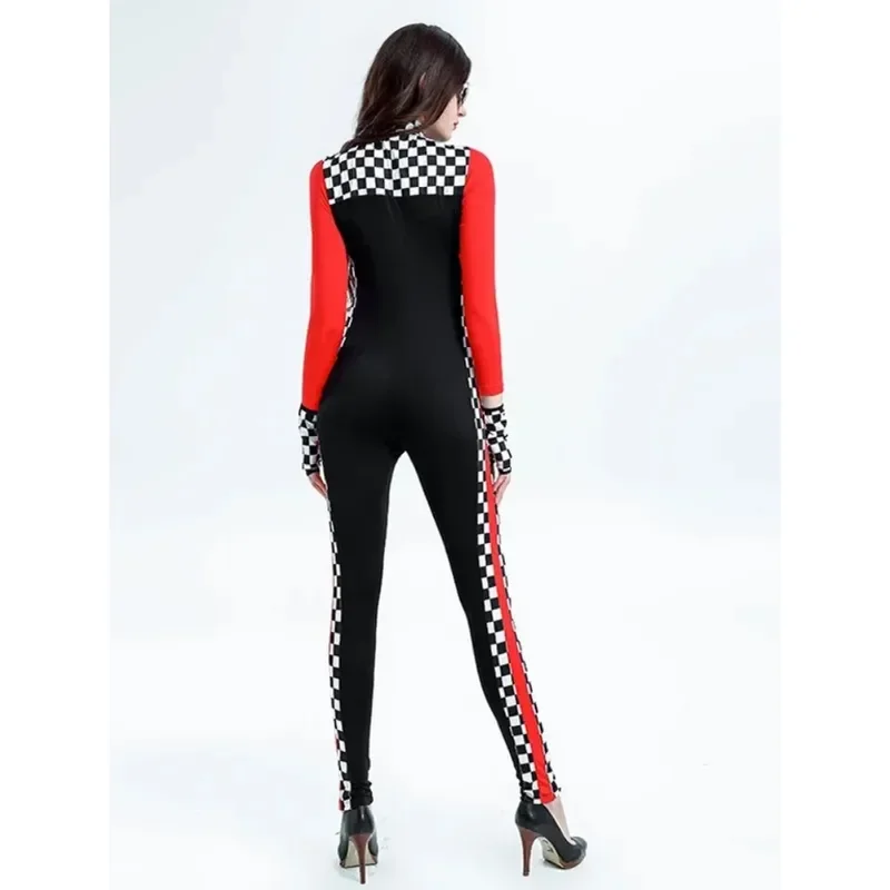 SN60 Women Sexy Miss Moto Jumpsuit Halloween Race Car Driver Costume Racing Girl Car Game Long Sleeves Racer Babe Uniforms1@j$