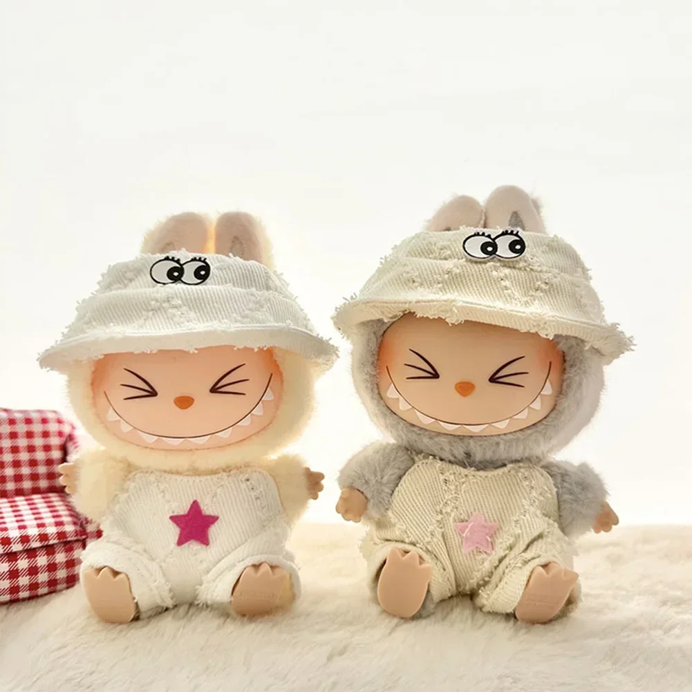 For 15-17cm v1v2 Labubu Doll Clothes Outfit Accessories Korea Kpop Exo Labubu Idol V1 V2 Colorful Fisherman's Hat Set