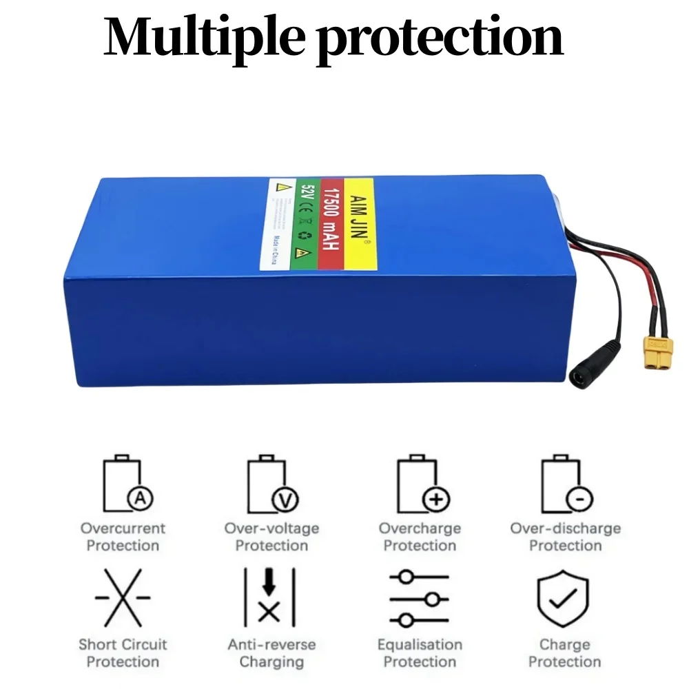

14S5P 18650 battery pack lithium battery 52V rechargeable battery 17500mAH with BMS for scooters, mountain bikes