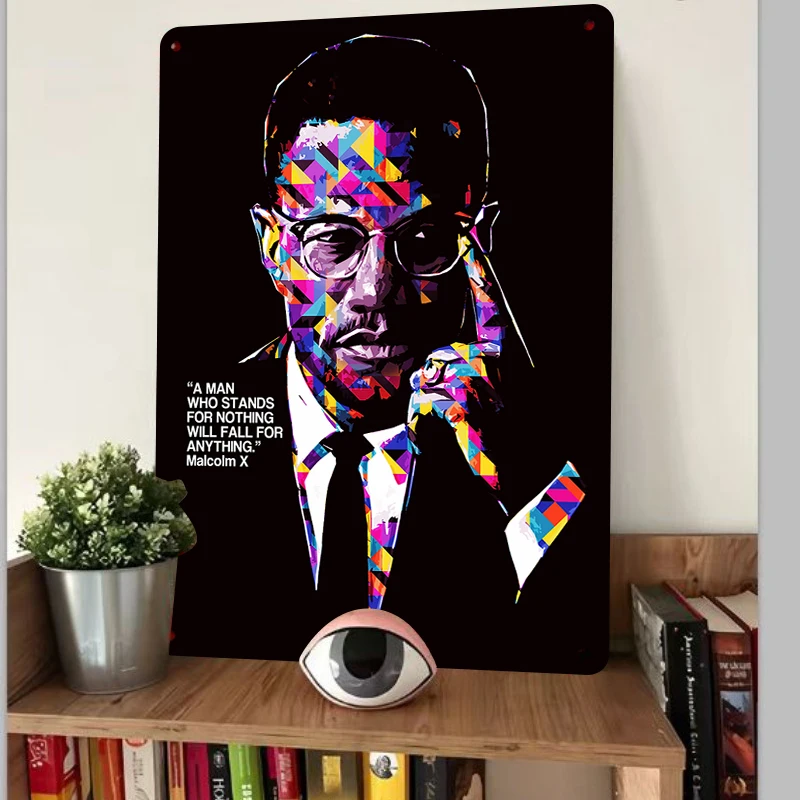 Malcolm X Inspirational Quote Metal Wall Art African American Civil Rights Leader Decorative Iron Painting