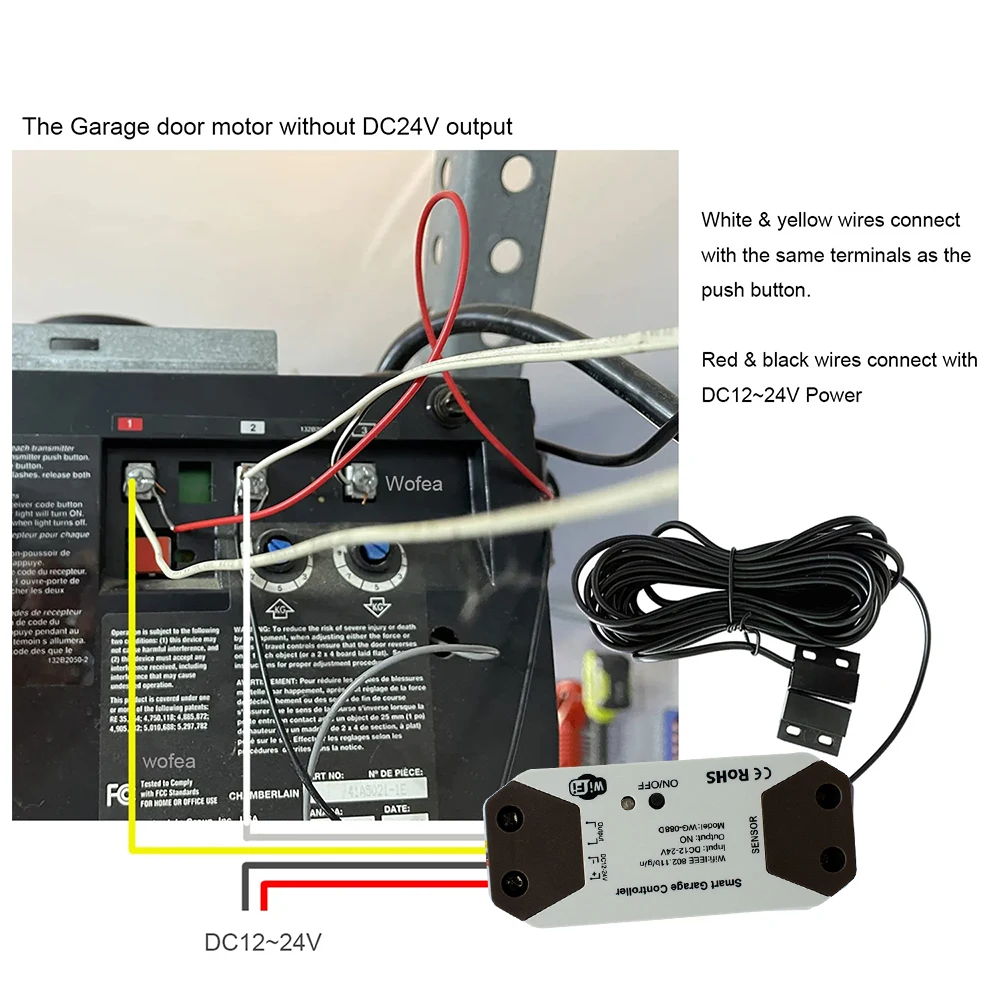 Tuya WiFi スマートガレージドアオープナーコントローラー DC12 24V リアルタイム監視用センサー搭載 Alexa Google Home対応
