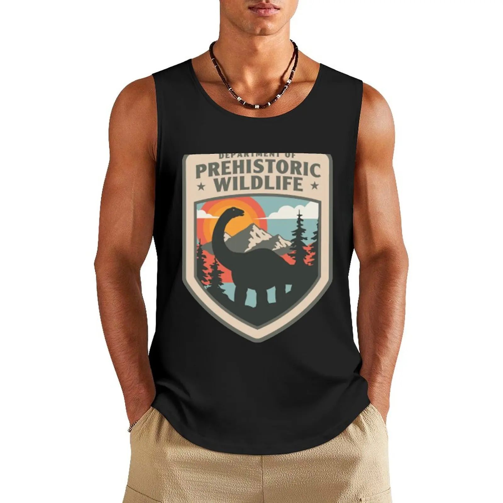 Department of Prehistoric Wildlife Badge Tank Top Clothing T-shirt male