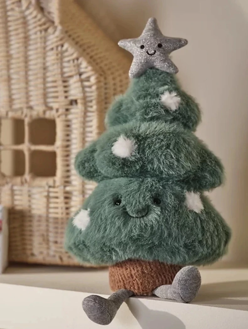 Nuevo juguete de peluche de árbol de Navidad con puntos de nieve divertido, juguete de compañía relajante para niños, decoración del coche del hogar, regalo de Navidad