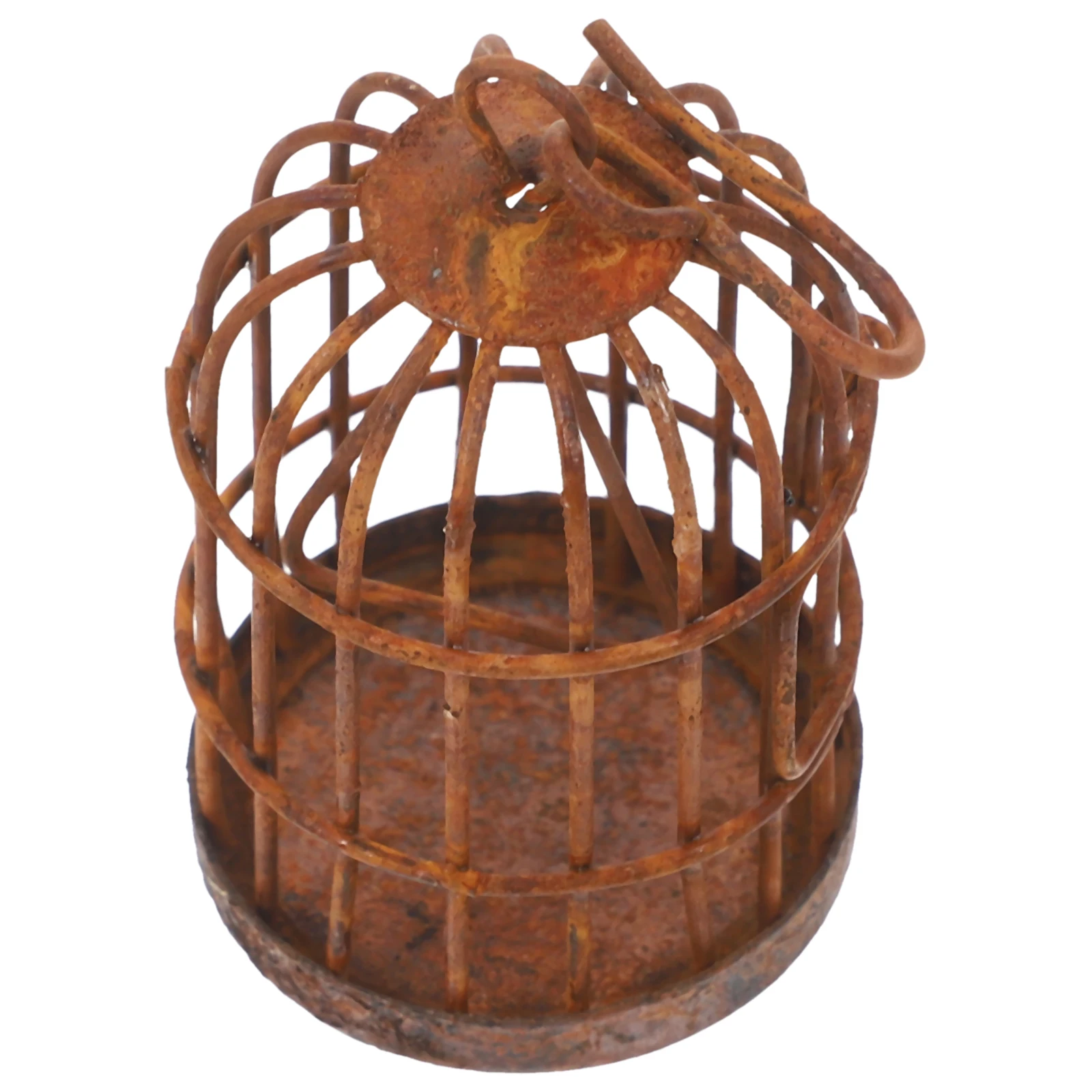 

Rusty Birdcage Decorative Miniature Hollow Iron Dollhouse Ornament Travel Small Vintage Garden Patio Succulent Pot
