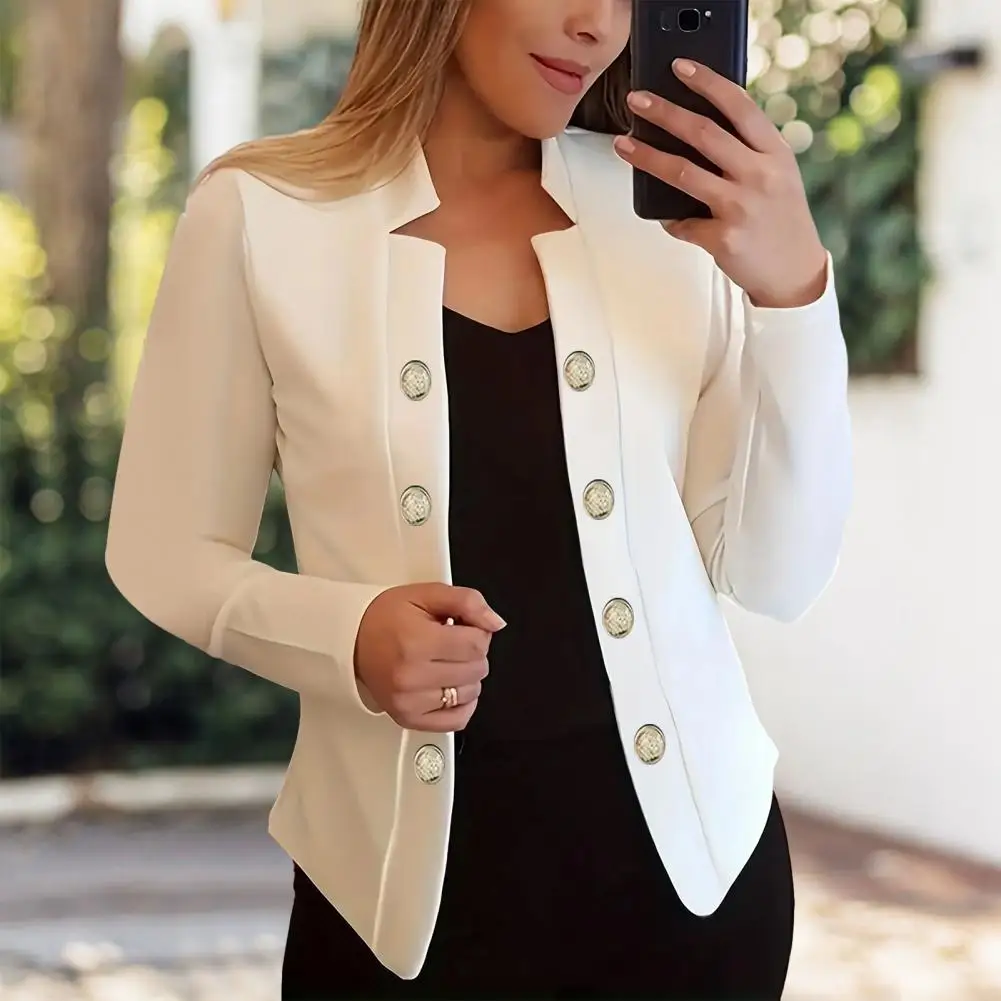 

Women Coat Women Formal Coat Stylish Women's Notch Collar Long Sleeve Cardigan Coat for Office Commute Solid Color Thick Warm