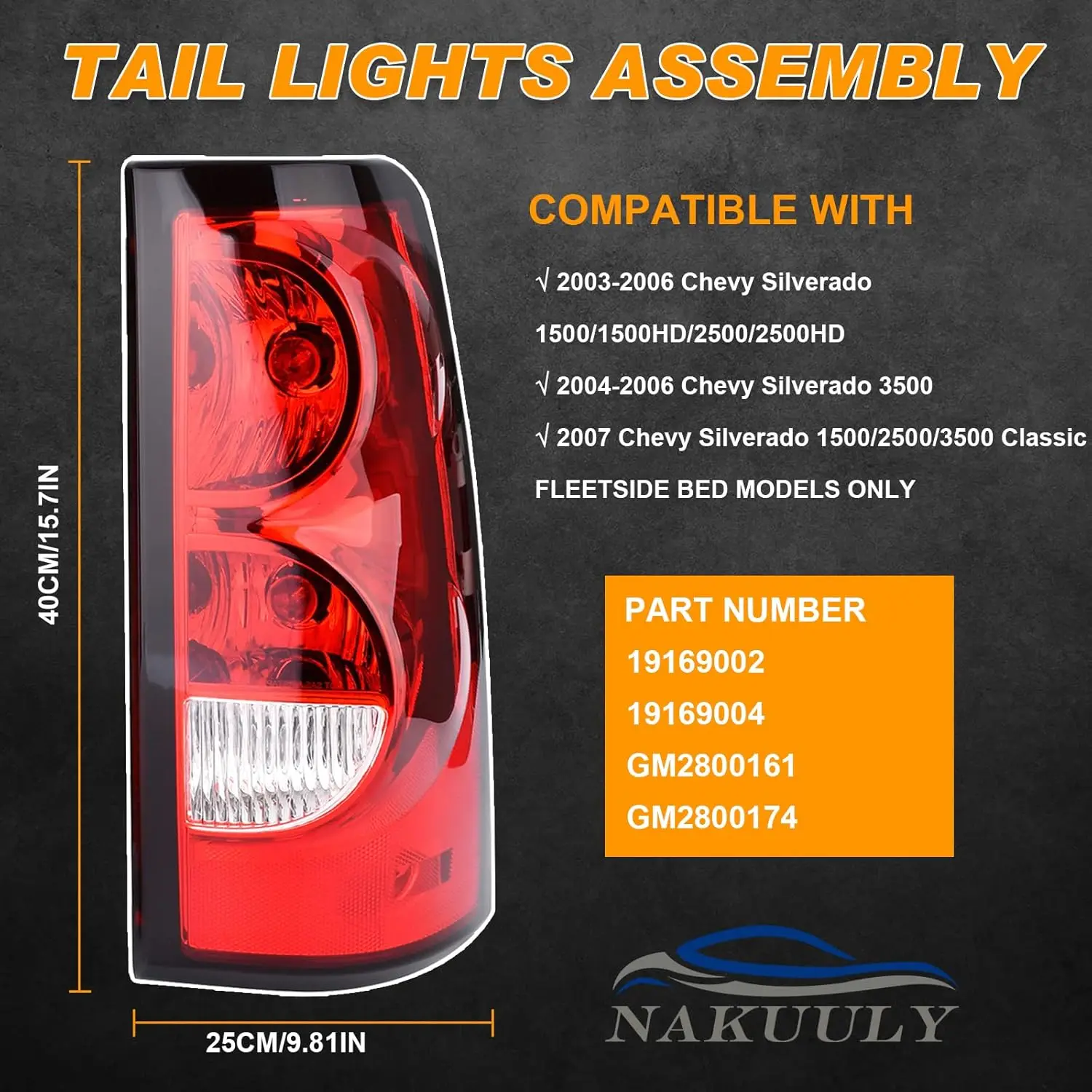 Tail Lights Rear Lamp Compatible With 2003-2006 Chevy Silverado 1500 2500 3500 1500HD 2500HD 2007 Classic Driver and passenger