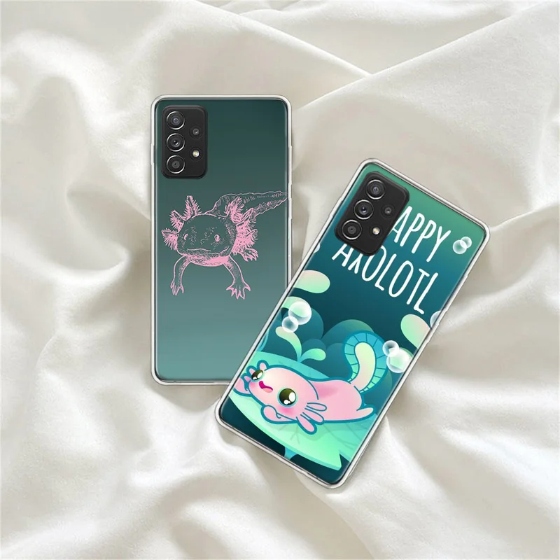 Kawaii Axolotl Pattern Phone Case For Galaxy S24 S23 FE A54 A34 A24 A14 A10 A20 A20E A30 A40 A70 A50S Samsung A71 A51 A41 A31 A2