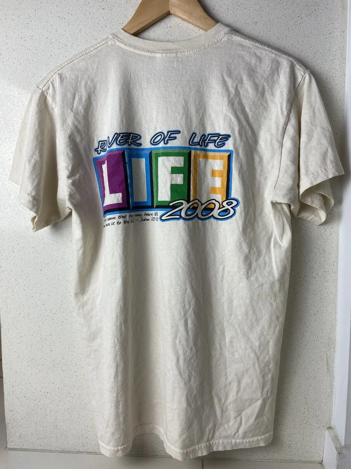 Christian Church T Shirt Vintage 2008 Top Double Sided River Of Life Size M