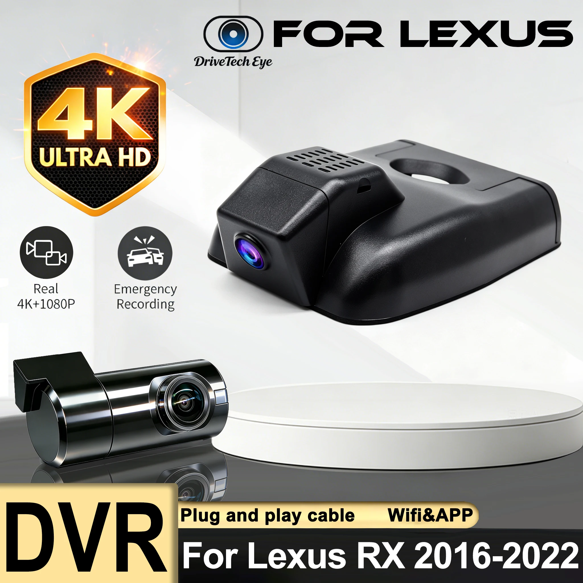 Car DVR Dash Cam OEM Style Car Camera Auto Parts For Lexus RX RX200T RX450H RX350 2016 2017 2018 2019 2020 2021 2022,4K DashCam