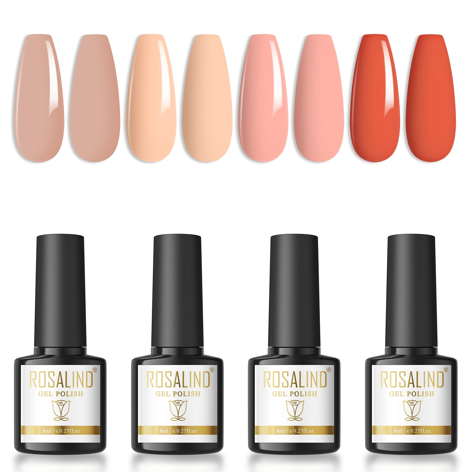 ROSALIND Gel Smalto per unghie 4/6PCS Set Gel UV Vernici semipermanenti Base Top Coat Macaron Effetto Nail Art Design Salon/Regalo fai da te