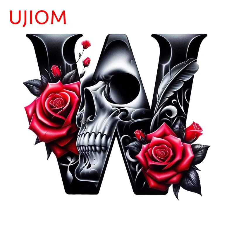 UJIOM Attractive Red Rose Skull W Wall Sticker Gothic Graffiti Design Furniture Refrigerator Desk Decal Delicate Wallpapers