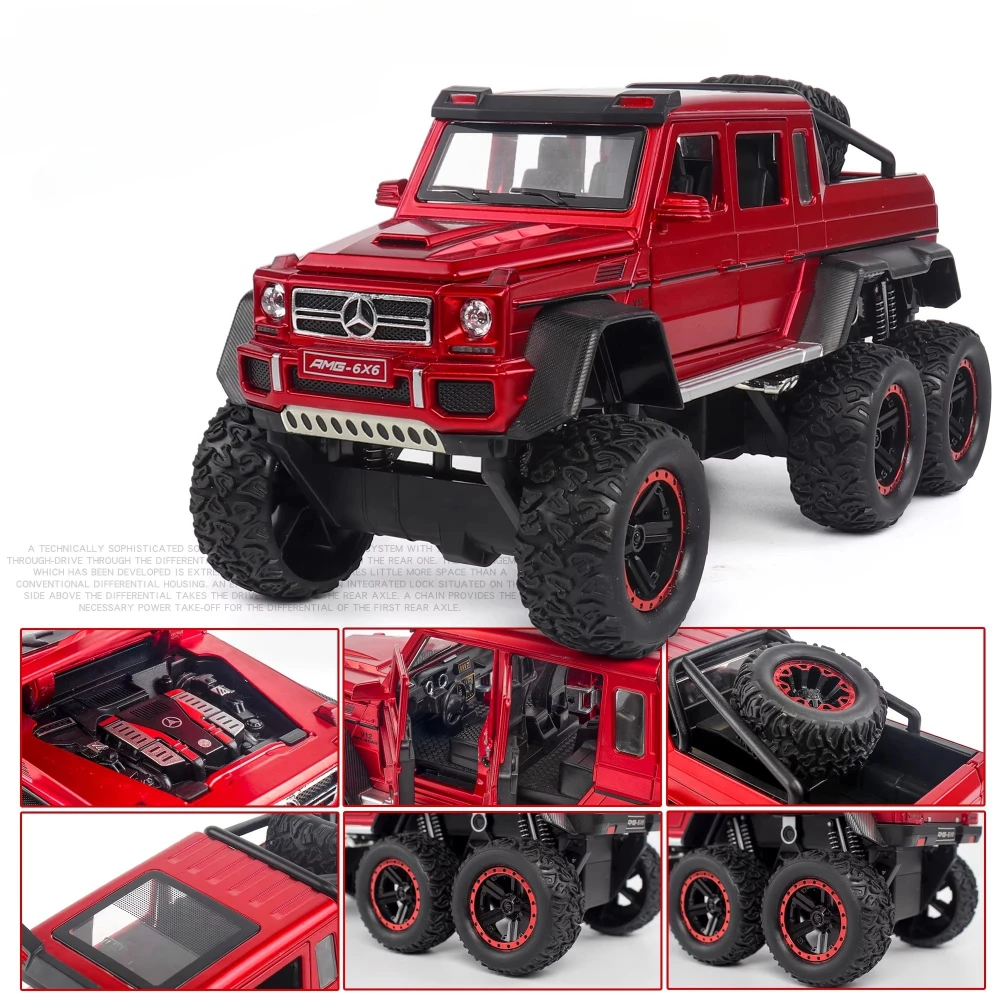 1:22 G63 6x6 Modello di Auto Giocattolo In Lega Diecast Suono Luce Tirare Indietro Modelli Assorbimento Degli Urti Modelli di Veicoli Fuoristrada Regali Di Natale