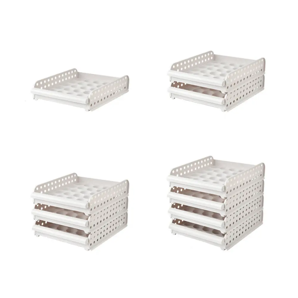 2-Layer Stackable Egg Box 30 Grids Per Layer Hygienic Food Grade Plastic Egg Container for Fridge Freezer Cupboard Drawer