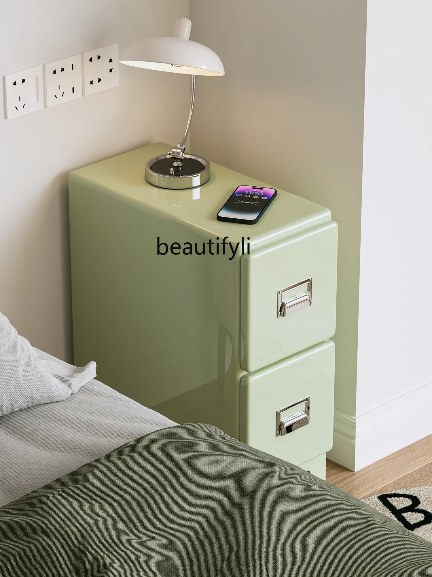 Simple Modern Bedside Table Household Bedroom Small Extremely Narrow Bedside Cabinet Multi-Function Locker