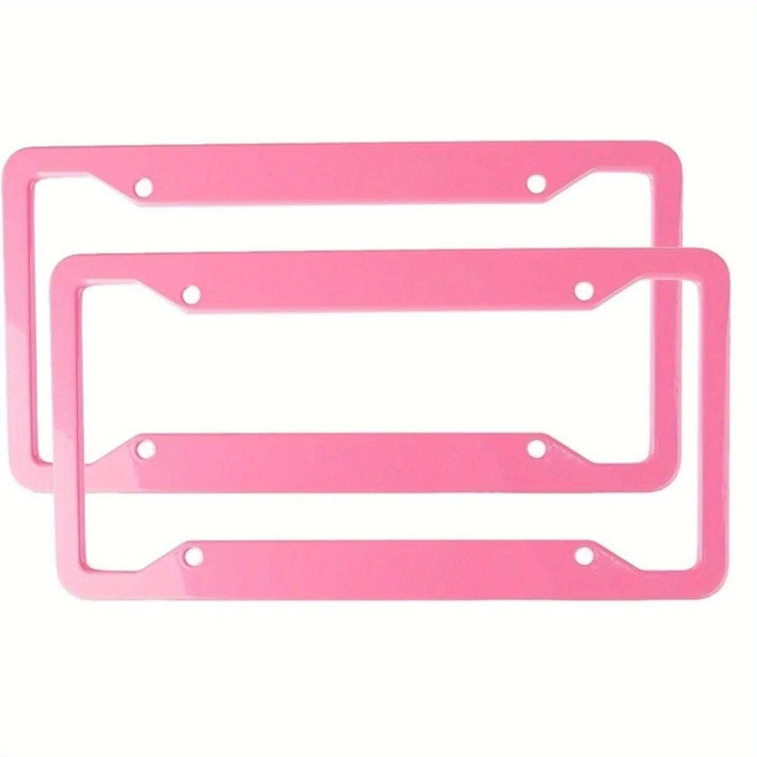 Fashion Baby Pink Matte Aluminum Alloy License Plate Frames Exclusive License Plate Holder Universal US Polish Mirror