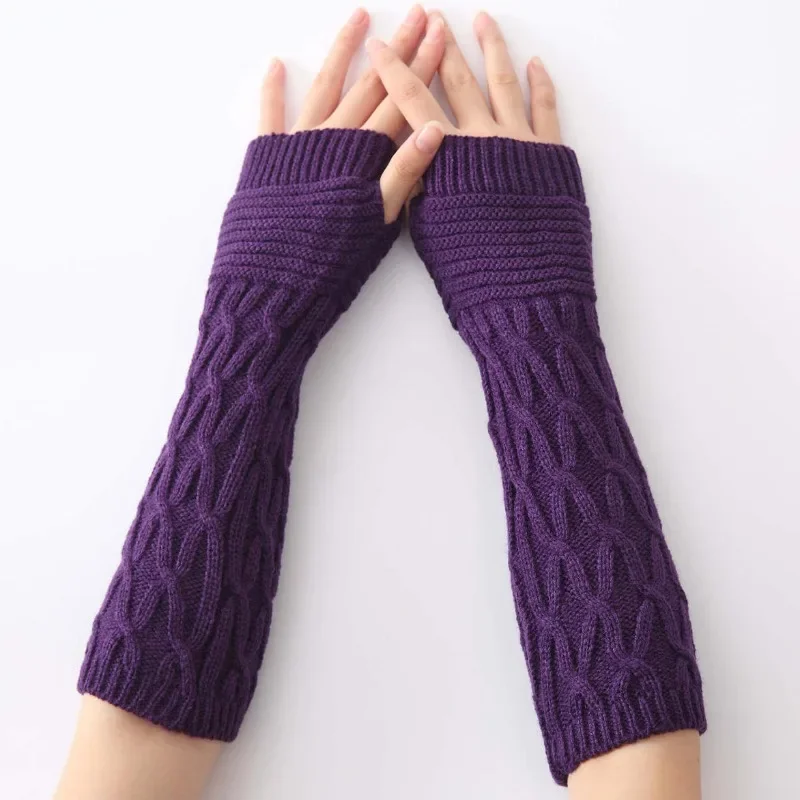 Premium Unisex Soft Warm Knitted Wool Fingerless Gloves with Stacked Arm Sleeves and Wrist Guards Cold Autumn Winter Set
