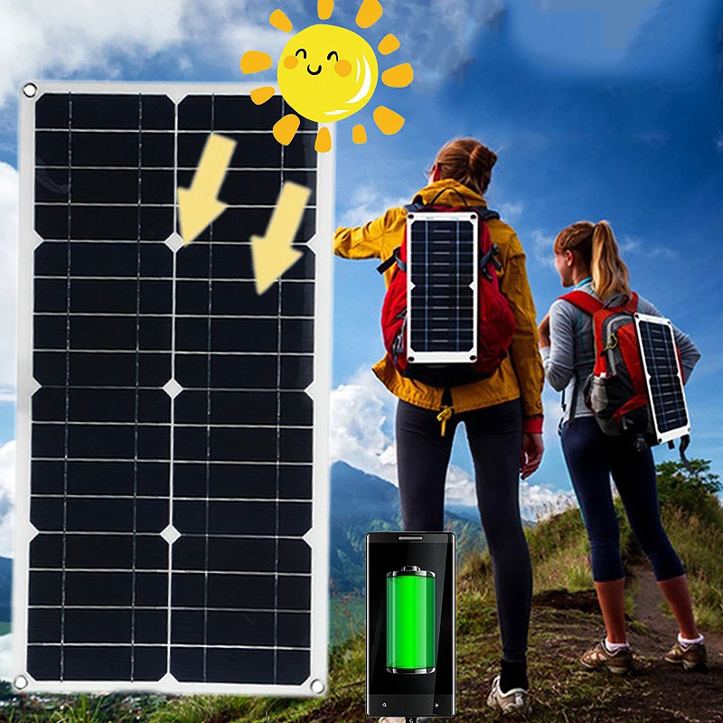 5V High Power USB Solar Panel Outdoor Waterproof Hike Camping Portable Cells Power Bank Battery Solar Charger for Mobile Phone