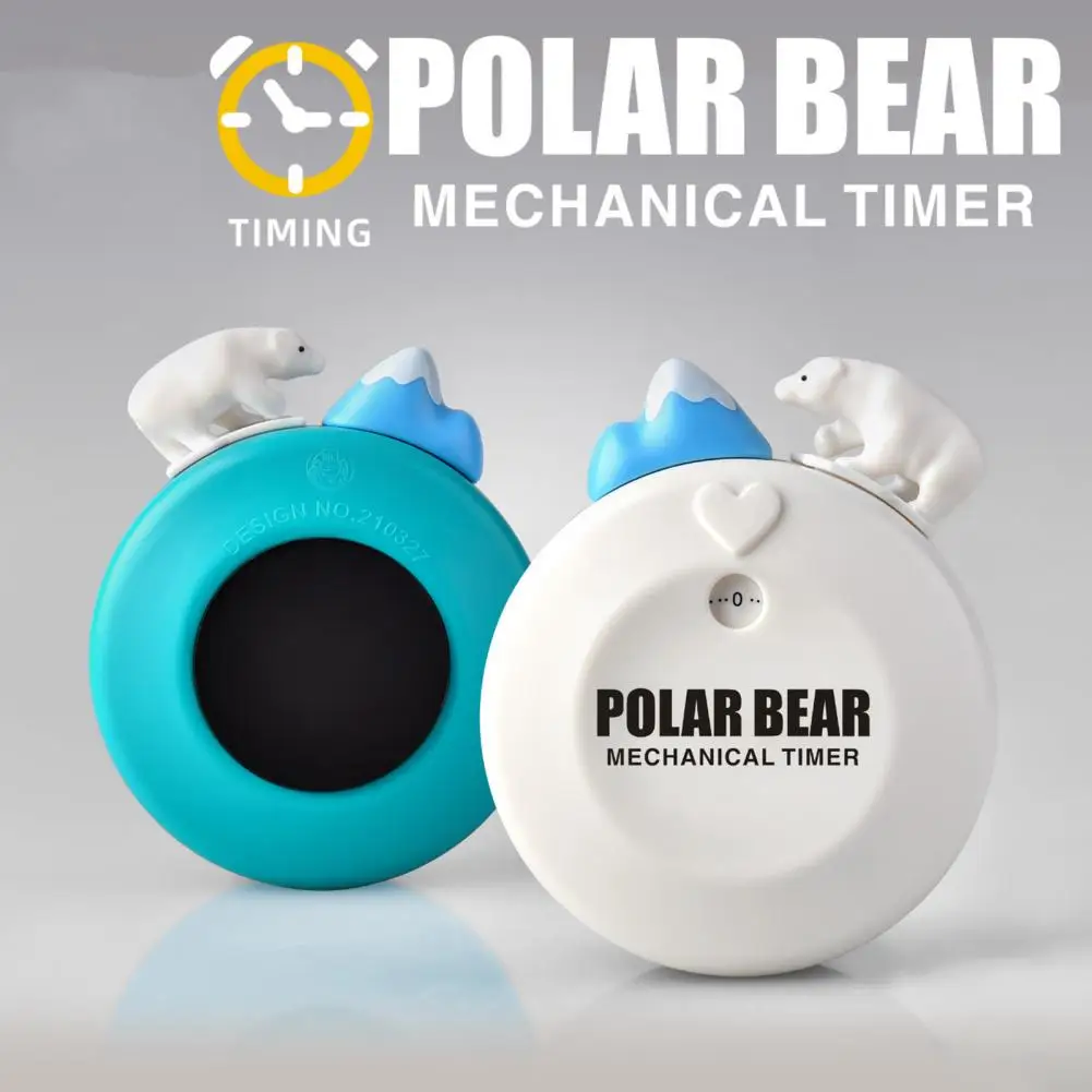 Countdown Timer 360-degree Rotation Creative Magnetic Design Efficient Timing ABS Polar Bear Mechanical Timer Household Supplies