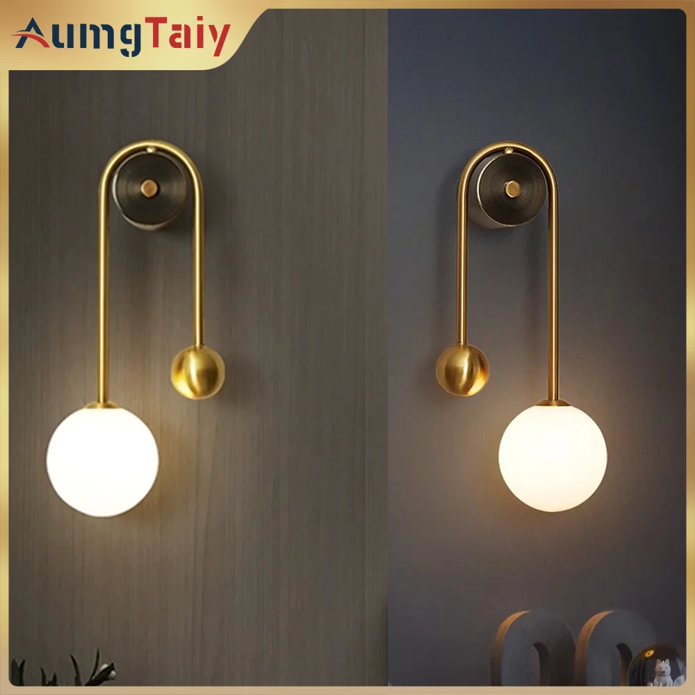 luz de parede led glass ball gold wall iluminacao interior candeeiro para home decor sala de estar luminaria do corredor 01