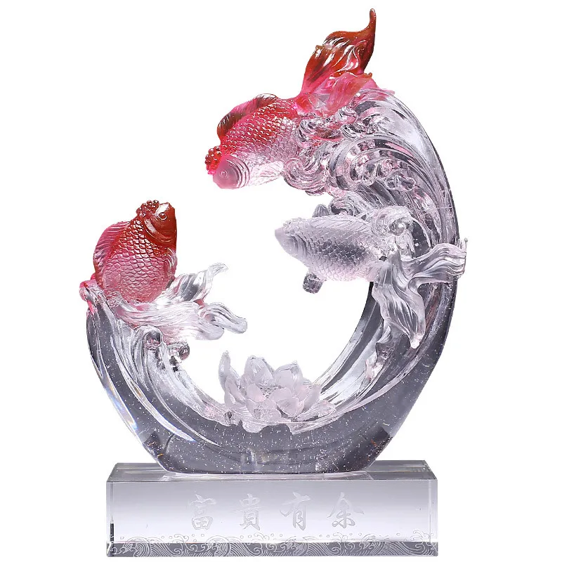 Glazed handicrafts rich fish ornaments living room decoration