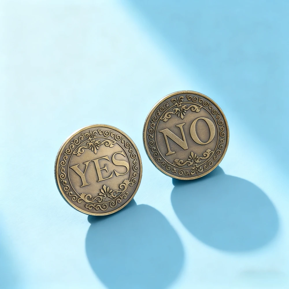 برونزية نعم أو لا تحديد القرار عملة تذكارية عملات غير عملة لعبة الدعامة مجموعة عملات التحدي