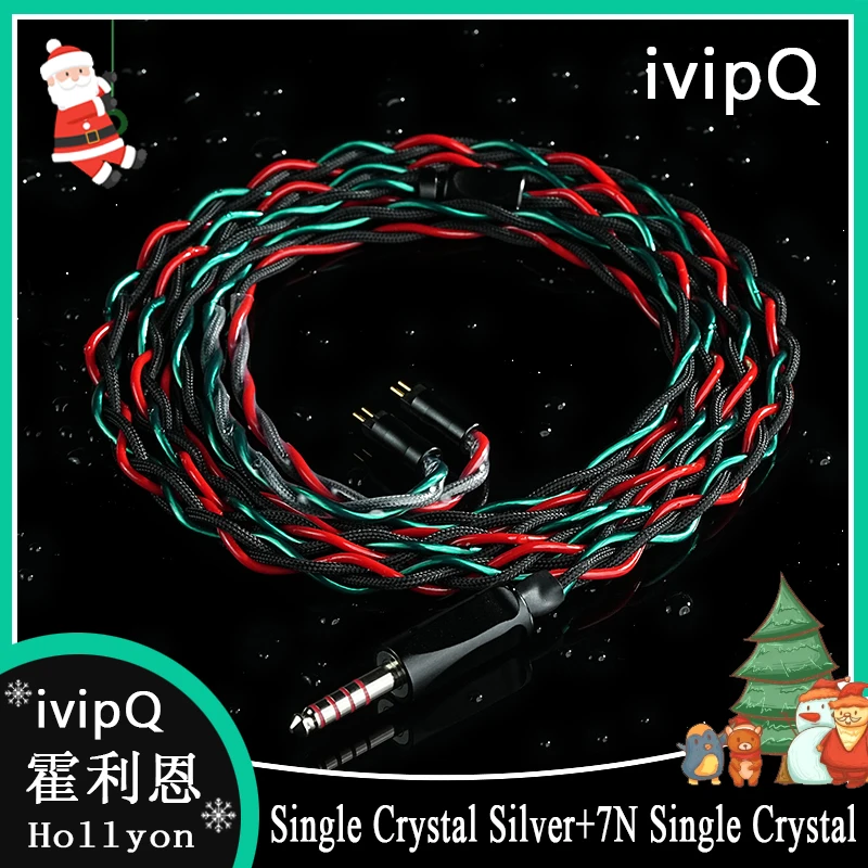 ivipQ-Hollyon Single Crystal Silver+7N Single Crystal Copper Earphone Upgrade Cable4.4/2Pin 0.78/QDC/MMCX/IE900 for FALCON ULTRA