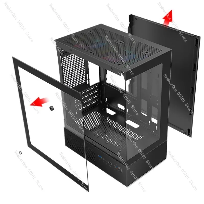 Mini Desktop Water-cooled Computer Case, Glass Fully Transparent Ocean View Room Gaming Case, High-performance Gaming PC Chassis