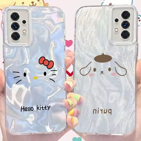 Sanrio Hello Kitty Reflective Phone Case for Samsung Galaxy A31 A30 A24 A23 A22 A21S A14 A13 A12 4G 5G A05 A05S A03 Hard Cover