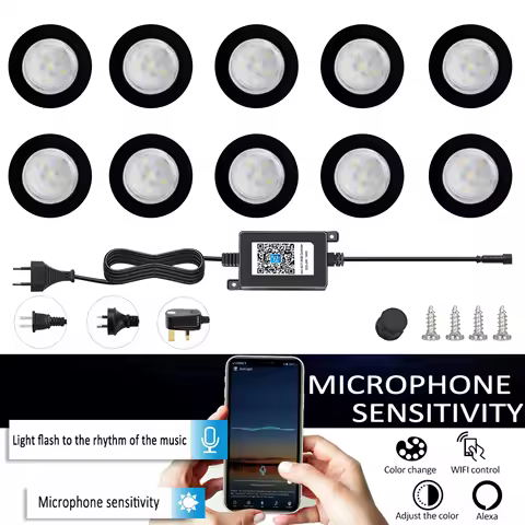 20-Pack RGB LED WIFI Smart Lights,IP67 Waterproof Inground Landscape Lamps,DC12V Yard Garden Stairs Patio 45mm 1W Deck Lighting